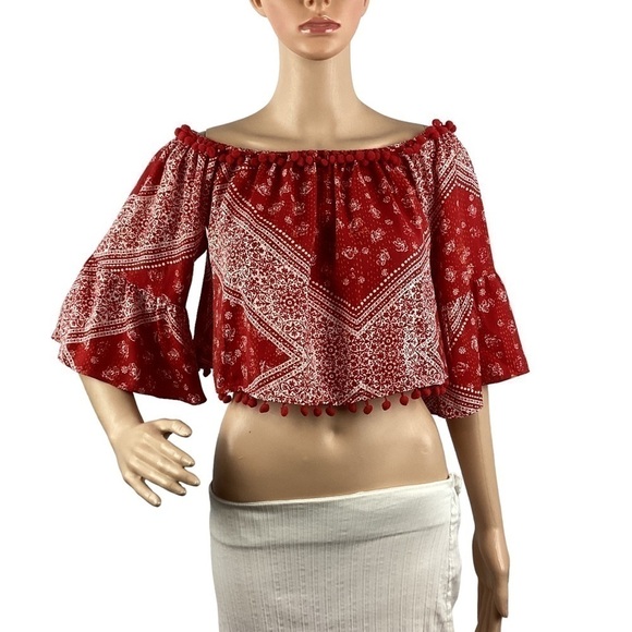 Tularosa Alexa Cherry Scarf Top Size XS Red Cropped - Picture 1 of 7